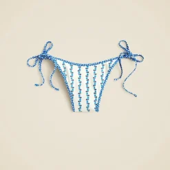 String bikini bottom in floral-stripe print