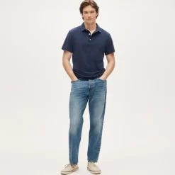 Sueded cotton polo shirt
