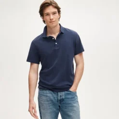 Sueded cotton polo shirt