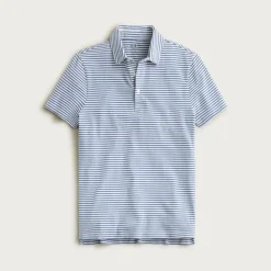 Sueded cotton polo shirt in stripe