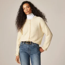 Supersoft pointelle bubble-hem cardigan
