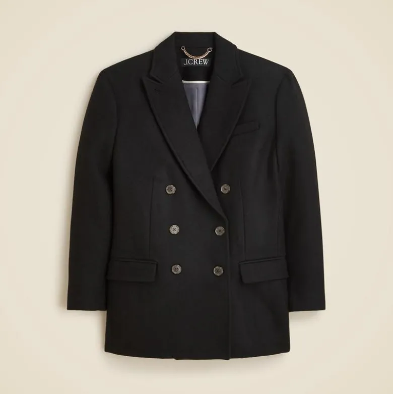 Tailored peacoat in Italian wool-blend melton