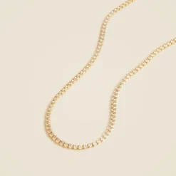 Teardrop cubic zirconia bezel-set tennis necklace