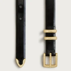 Thin spazzolato Italian leather belt