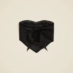 Tie-back tube top in textured satin