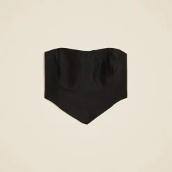 Tie-back tube top in textured satin