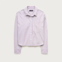 Étienne cropped button-up shirt in striped cotton poplin