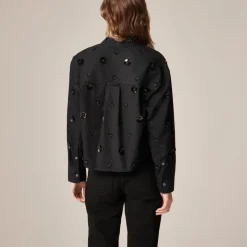 Étienne cropped button-up shirt in embellished cotton poplin