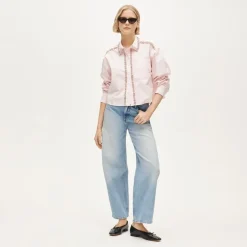 Étienne cropped button-up shirt in embellished cotton poplin