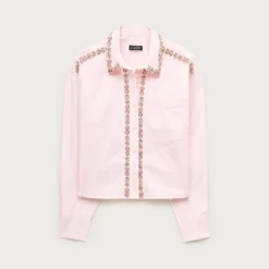 Étienne cropped button-up shirt in embellished cotton poplin