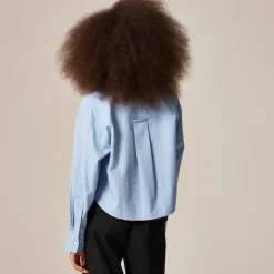 Étienne cropped button-up shirt with embellishments in stripe
