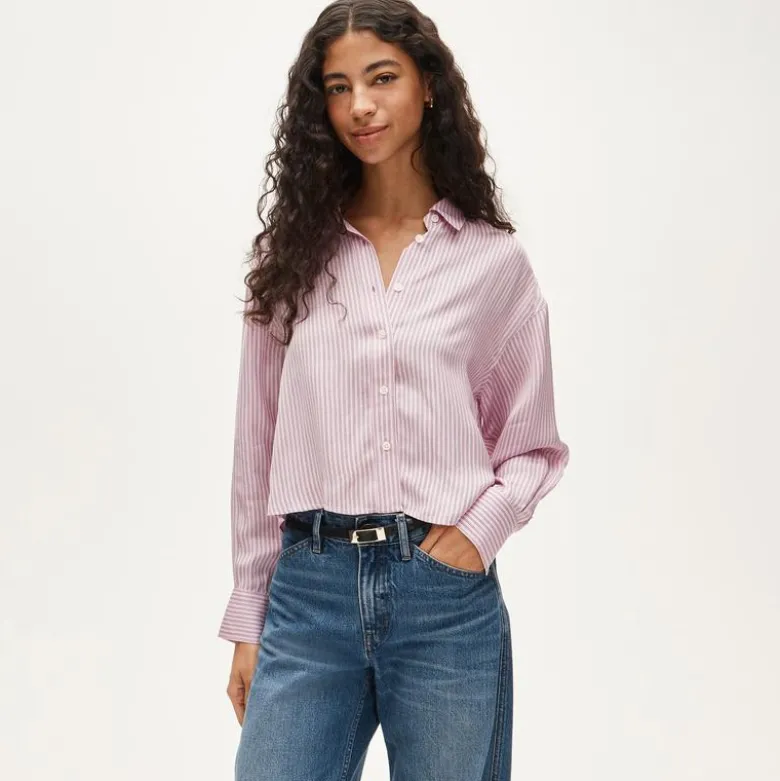 Étienne cropped button-up shirt in viscose twill