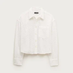 Étienne cropped eyelet button-up shirt in cotton poplin