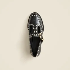 T-strap oxford shoes in studded leather