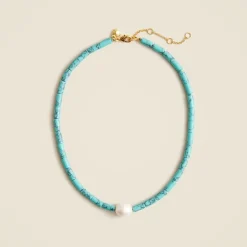 Turquoise bead freshwater pearl necklace