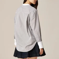 Tuxedo popover shirt in striped cotton poplin