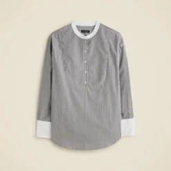 Tuxedo popover shirt in striped cotton poplin