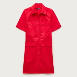 Utility shirt-dress in cotton poplin