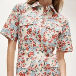 Utility shirt-dress in floral print