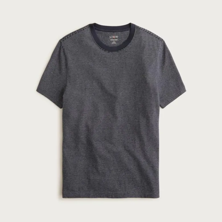 Vintage-wash cotton T-shirt in stripe