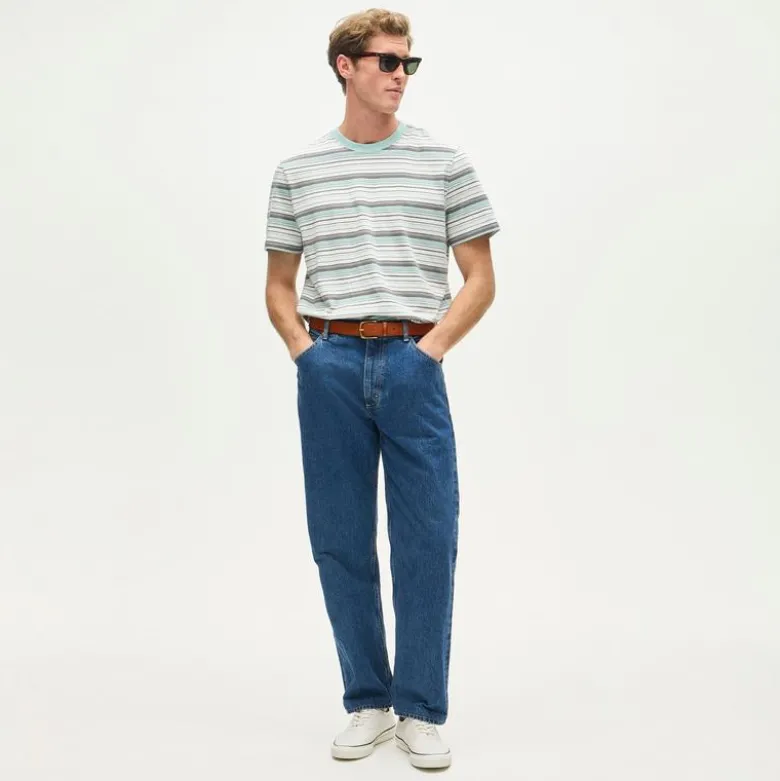 Vintage-wash cotton T-shirt in stripe