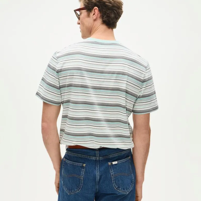 Vintage-wash cotton T-shirt in stripe
