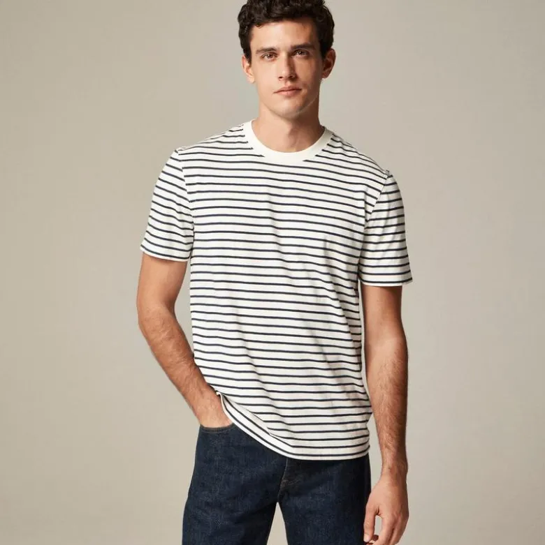 Vintage-wash cotton T-shirt in stripe