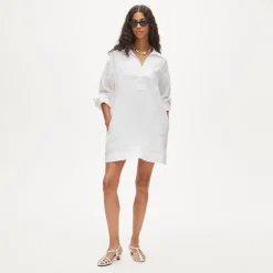 V-neck popover dress in linen