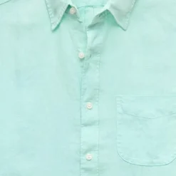 Washed linen shirt with point collar