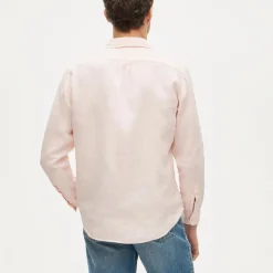 Washed linen shirt with point collar