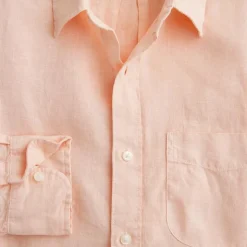 Washed linen shirt with point collar