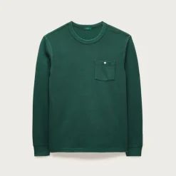 Washed piqué long-sleeve pocket T-shirt