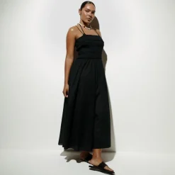 Wave maxi dress in cotton voile