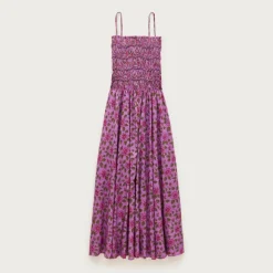 Wave maxi dress in iris floral cotton voile