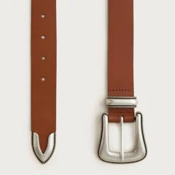 Western buckle belt in Italian leather