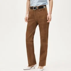 Western straight pant in leather