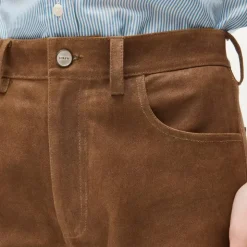 Western straight pant in leather
