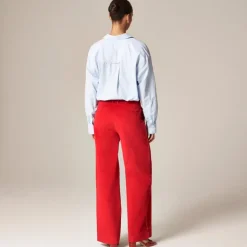 Wide-leg trouser with satin stripe in washed velvet