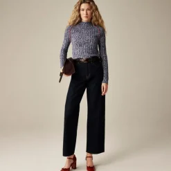 Wide-rib mockneck sweater in marled merino wool