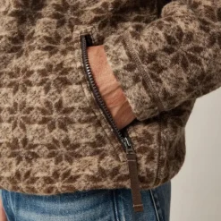 Wool-blend sherpa fleece quarter-zip pullover