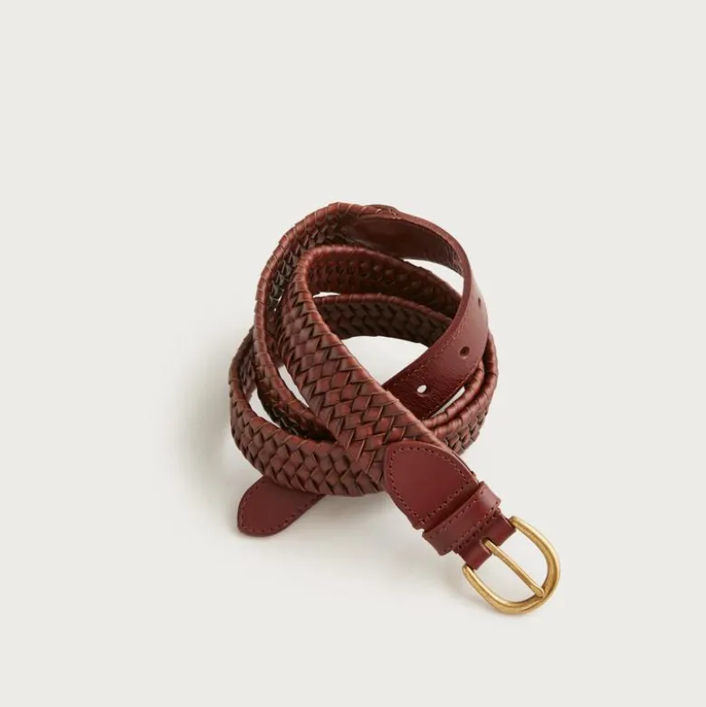 Woven elasticated Italian leather belt