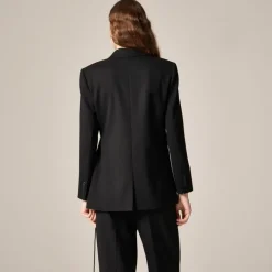 Wrap blazer in wool blend