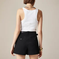 Wrap-front skort in bi-stretch cotton blend