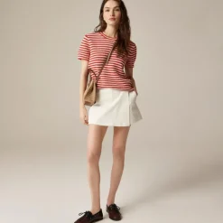 Wrap-front skort in bi-stretch cotton blend