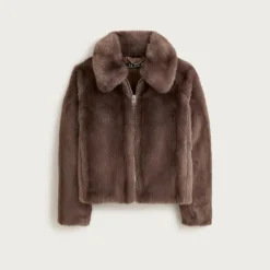 Zip-up jacket in faux fur